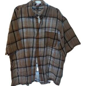 Alan Flusser 100% Linen Shirt Sz. 2X Beige Plaid